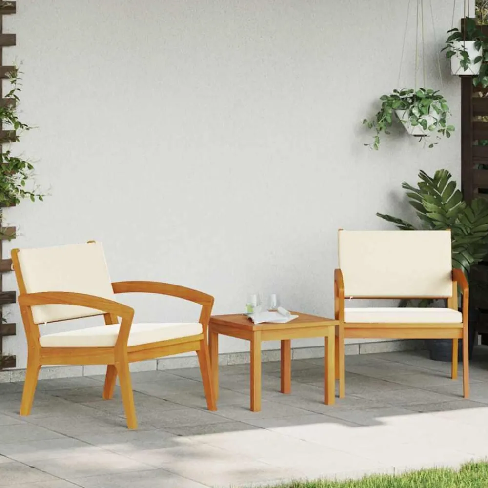 vidaXL Ensemble bistrot avec coussin 3 pcs Marron Polyester