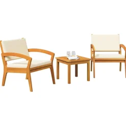 vidaXL Ensemble bistrot avec coussin 3 pcs Marron Polyester