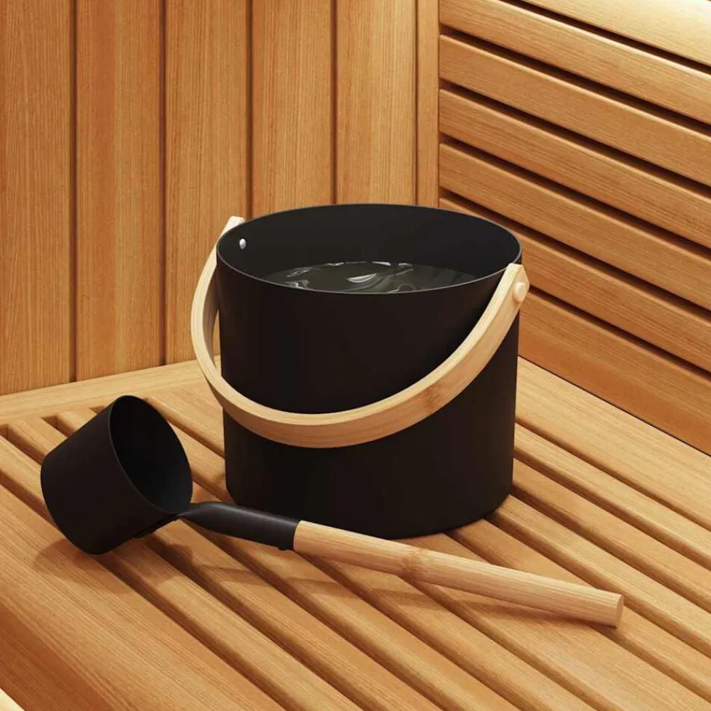 vidaXL Ensemble d'accessoires de sauna 2 pcs Noir