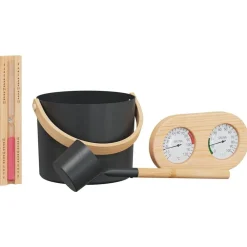 vidaXL Ensemble d'accessoires de sauna 4 pcs Noir