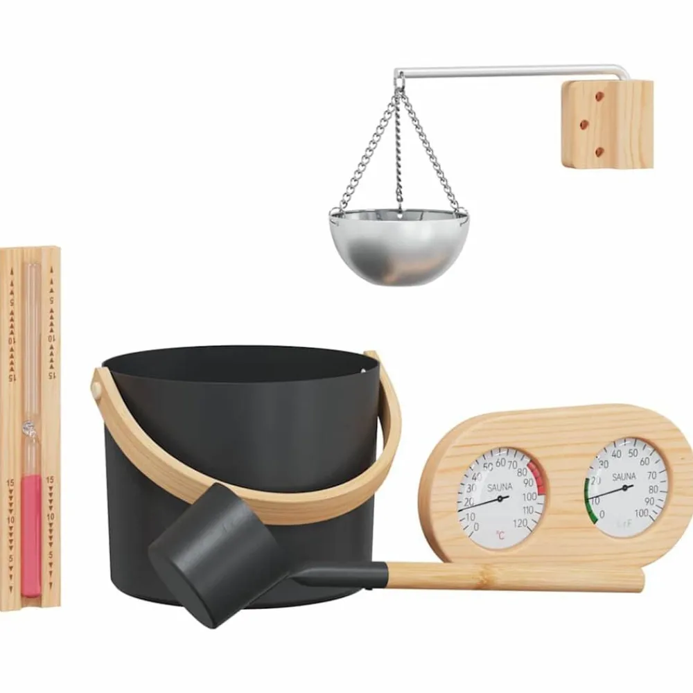 Piscine & Spa-vidaXL Ensemble d'accessoires de sauna 5 pcs Noir