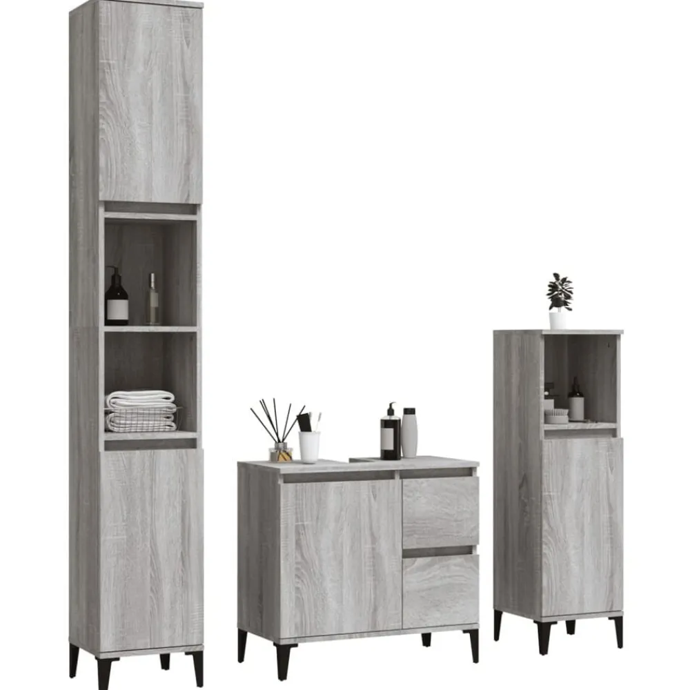 vidaXL Ensemble d'armoires de salle de bain 3 pcs