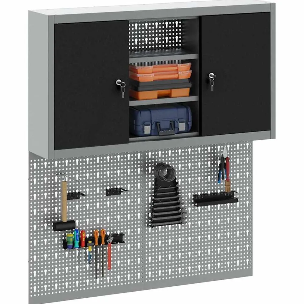 vidaXL Ensemble d'armoires à outils 3 pcs Acier enduit de poudre