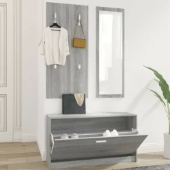 Produits Ménagers-vidaXL Ensemble d'armoires à chaussures 3-en-1 Sonoma gris