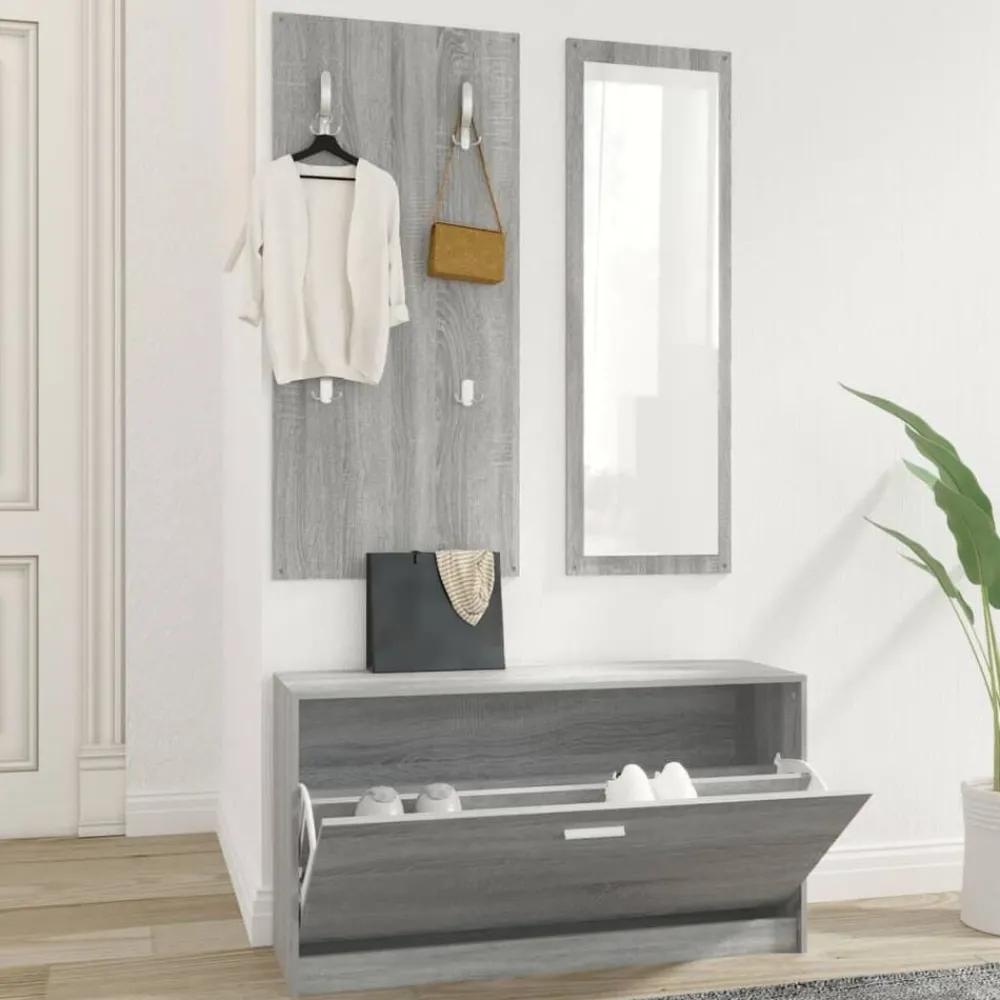 Produits Ménagers-vidaXL Ensemble d'armoires à chaussures 3-en-1 Sonoma gris