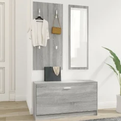 Produits Ménagers-vidaXL Ensemble d'armoires à chaussures 3-en-1 Sonoma gris