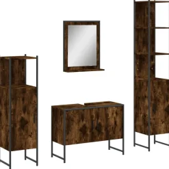 Ensembles De Meubles-vidaXL Ensemble d'armoires de salle de bain 4 pcs chêne fumé Chêne fumé