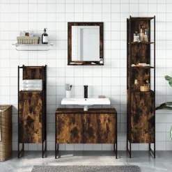 Ensembles De Meubles-vidaXL Ensemble d'armoires de salle de bain 4 pcs chêne fumé Chêne fumé