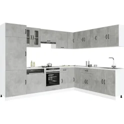 Armoires & Meubles De Rangement-vidaXL Ensemble d'armoires de cuisine 14 pcs Kalmar bois d'ingénierie Gris béton