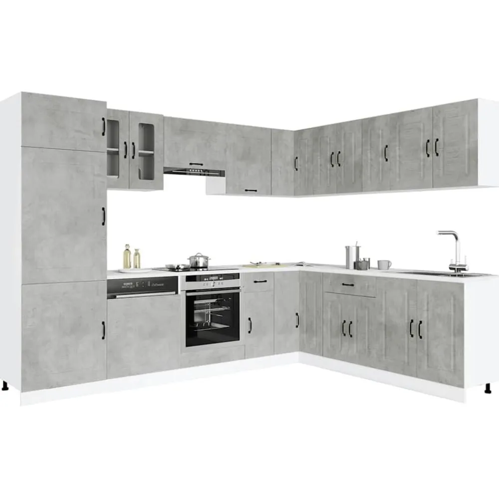 Armoires & Meubles De Rangement-vidaXL Ensemble d'armoires de cuisine 14 pcs Kalmar bois d'ingénierie Gris béton