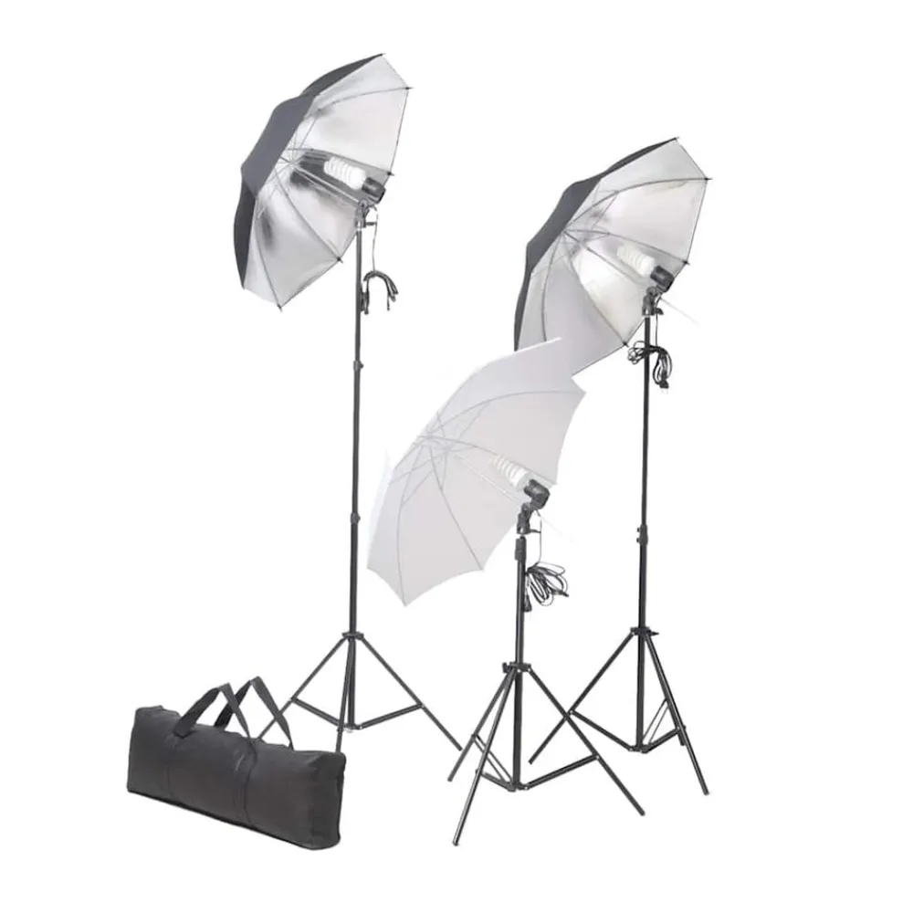 vidaXL Ensemble d'éclairage de studio: Trépieds et parapluies 24 watts
