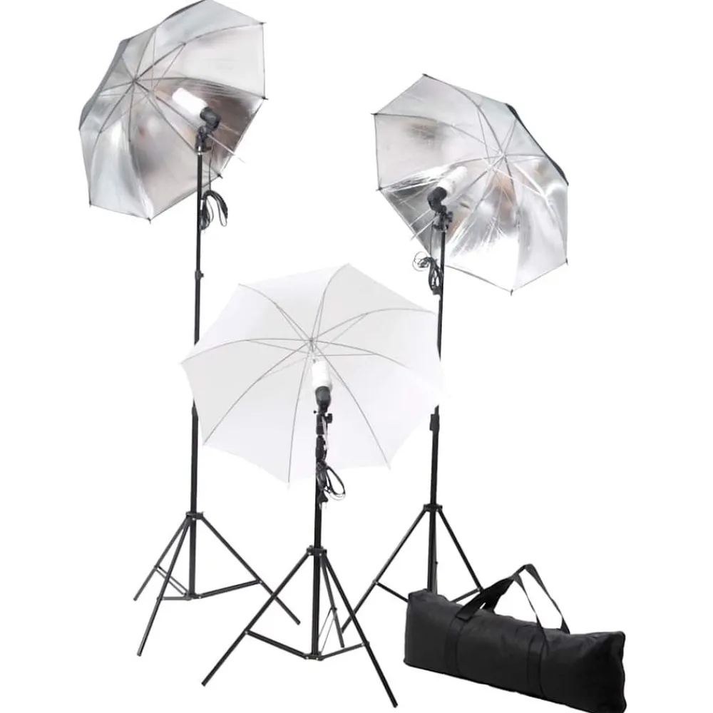 vidaXL Ensemble d'éclairage de studio: Trépieds et parapluies 24 watts