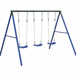Jeux De Plein Air-vidaXL Ensemble de balançoire d'extérieur avec 3 balançoires Bleu