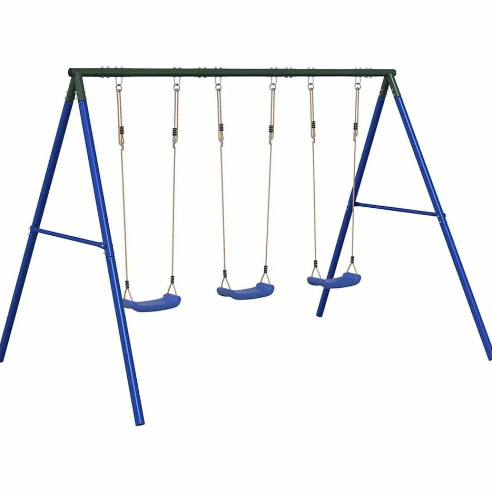 Jeux De Plein Air-vidaXL Ensemble de balançoire d'extérieur avec 3 balançoires Bleu