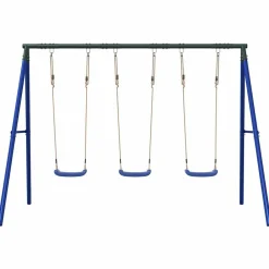Jeux De Plein Air-vidaXL Ensemble de balançoire d'extérieur avec 3 balançoires Bleu