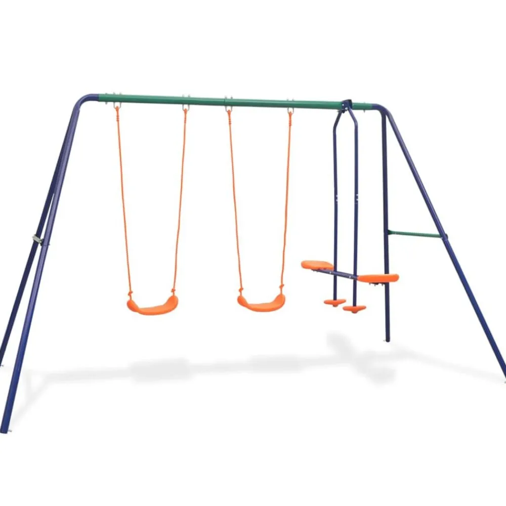 Jeux De Plein Air-vidaXL Ensemble de balançoires avec 4 sièges Orange