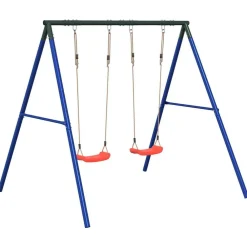 Jeux De Plein Air-vidaXL Ensemble de balançoire d'extérieur avec 2 balançoires Rouge