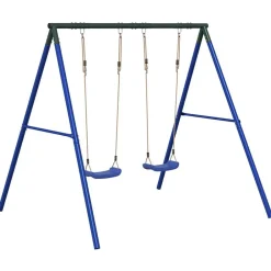 Jeux De Plein Air-vidaXL Ensemble de balançoire d'extérieur avec 2 balançoires Bleu