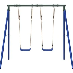 Jeux De Plein Air-vidaXL Ensemble de balançoire d'extérieur avec 2 balançoires Bleu