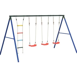 Jeux De Plein Air-vidaXL Ensemble de balançoire d'extérieur avec balançoires et échelle Rouge
