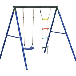 Jeux De Plein Air-vidaXL Ensemble de balançoire d'extérieur avec balançoire et échelle Bleu