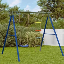 Jeux De Plein Air-vidaXL Ensemble de balançoire d'extérieur avec balançoire et échelle Bleu