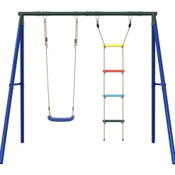 Jeux De Plein Air-vidaXL Ensemble de balançoire d'extérieur avec balançoire et échelle Bleu