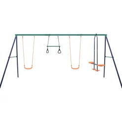 Jeux De Plein Air-vidaXL Ensemble de balançoire et anneaux de gymnastique 4 places Acier