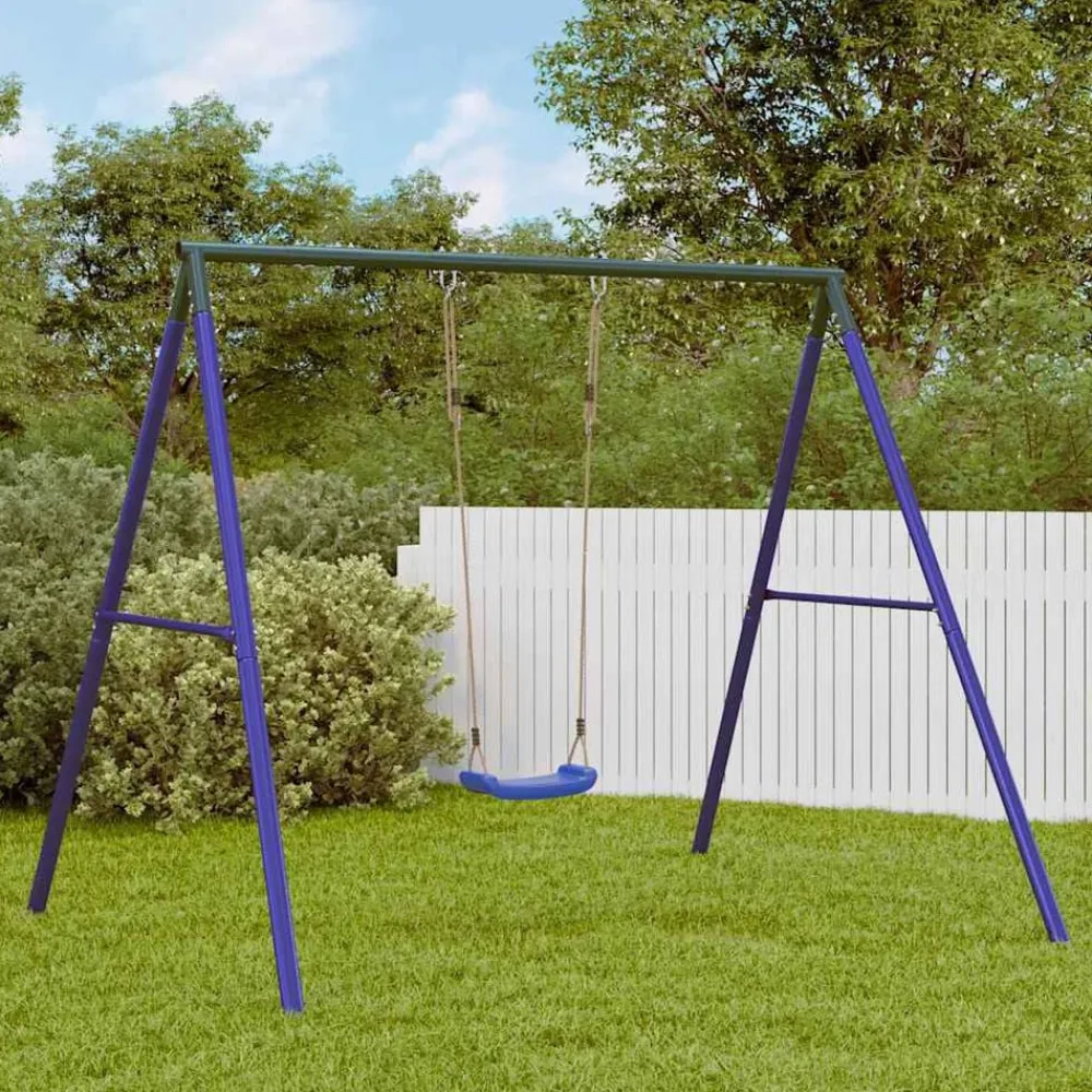 Jeux De Plein Air-vidaXL Ensemble de balançoire d'extérieur avec balançoire Bleu