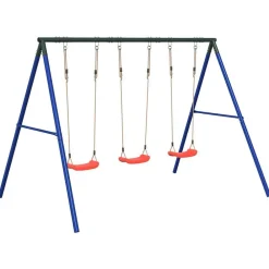 Jeux De Plein Air-vidaXL Ensemble de balançoire d'extérieur avec 3 balançoires Rouge