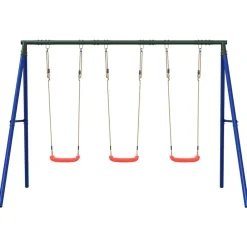 Jeux De Plein Air-vidaXL Ensemble de balançoire d'extérieur avec 3 balançoires Rouge