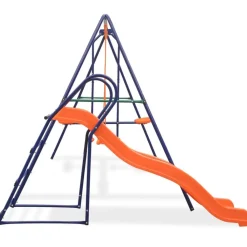 vidaXL Ensemble de balançoire avec toboggan et 3 sièges Orange