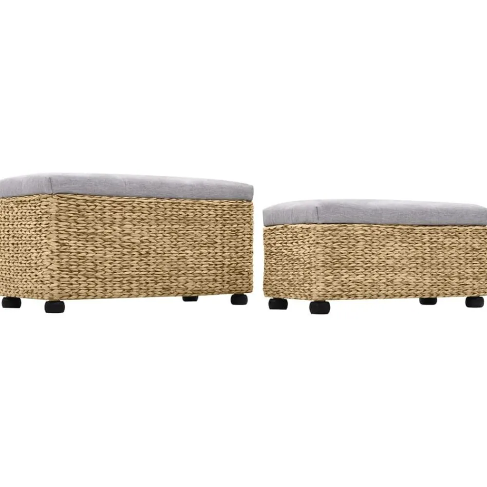 Bancs-vidaXL Ensemble de banc lot de 2 Jacinthe d'eau Gris Marron et gris