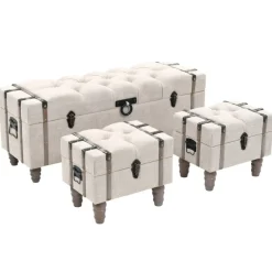vidaXL Ensemble de bancs de rangement 3 pcs Bois massif et acier