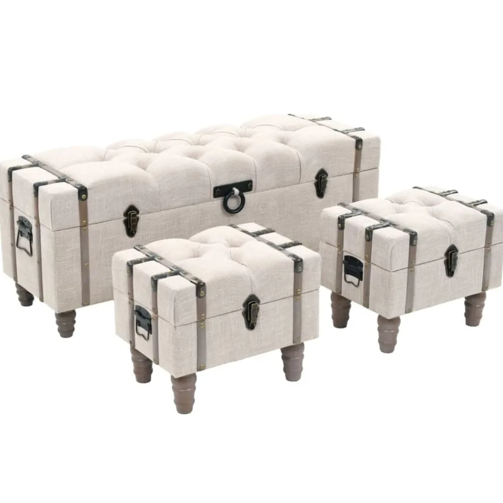 vidaXL Ensemble de bancs de rangement 3 pcs Bois massif et acier
