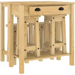 Ensembles De Meubles-vidaXL Ensemble de bar 5 pcs Bois de pin massif Marron