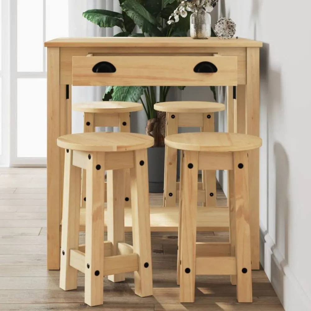 Ensembles De Meubles-vidaXL Ensemble de bar 5 pcs Bois de pin massif Marron