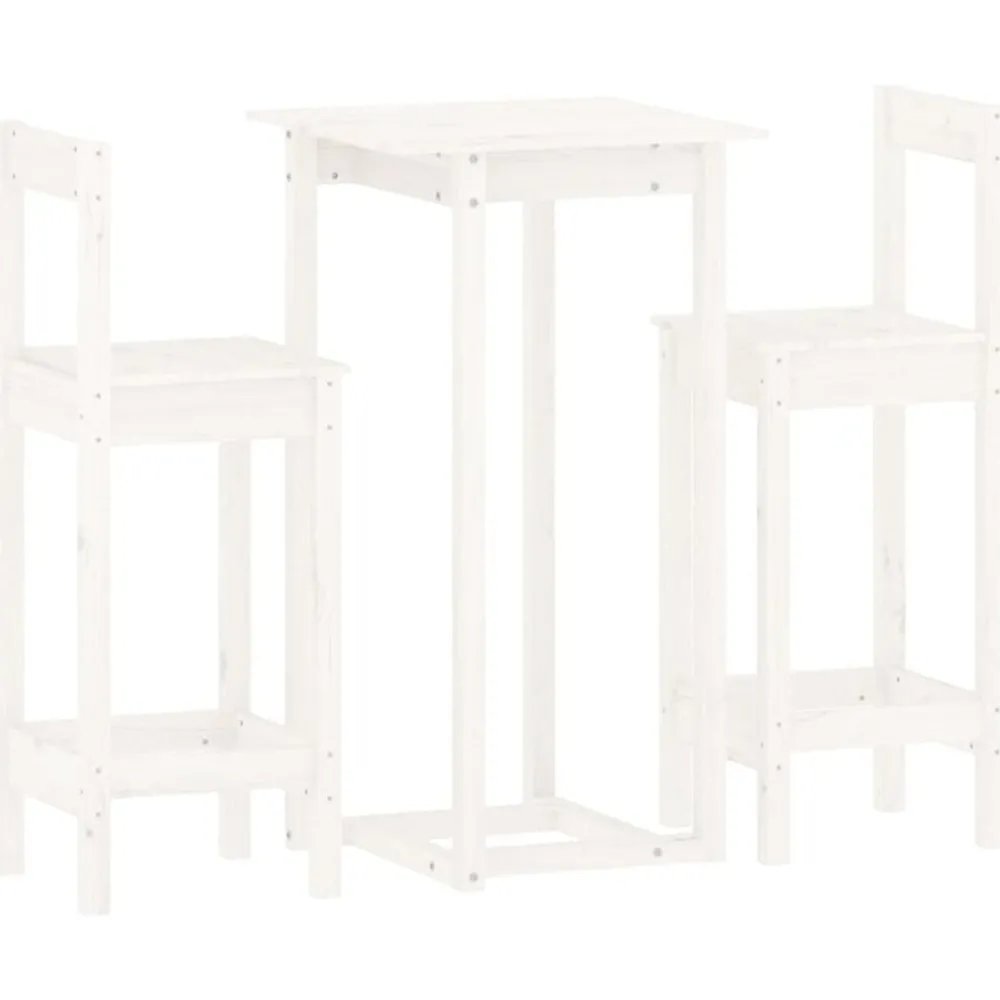 Ensembles De Meubles-vidaXL Ensemble de bar 3 pcs Bois de pin massif Blanc