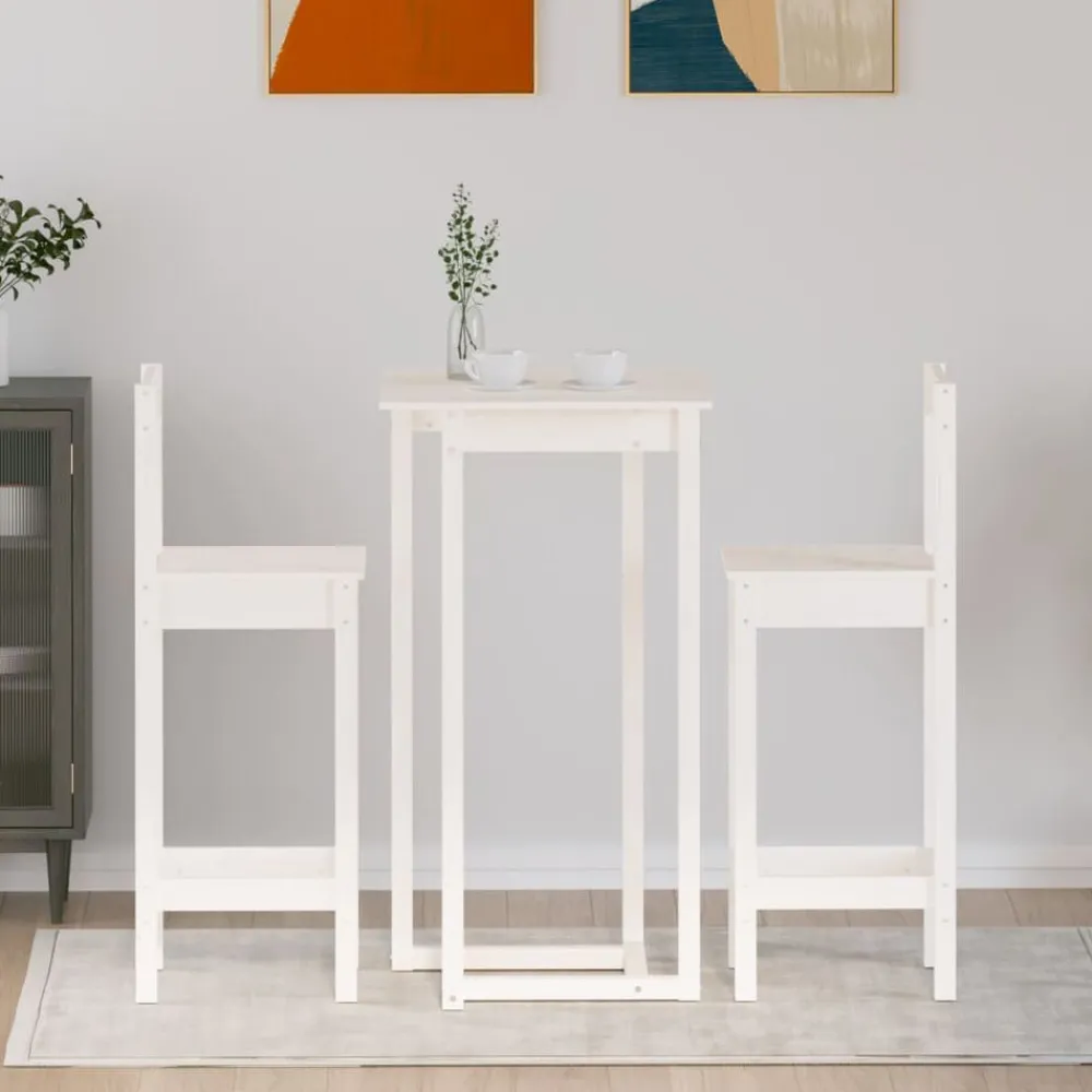 Ensembles De Meubles-vidaXL Ensemble de bar 3 pcs Bois de pin massif Blanc