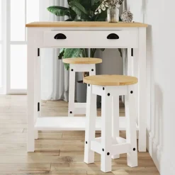 vidaXL Ensemble de bar 3 pcs bois de pin massif