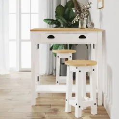 vidaXL Ensemble de bar 3 pcs bois de pin massif