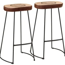 vidaXL Ensemble de bar 3 pcs bois de manguier brut massif et métal