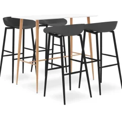 Ensembles De Meubles-vidaXL Ensemble de bar 5 pcs Blanc et gris