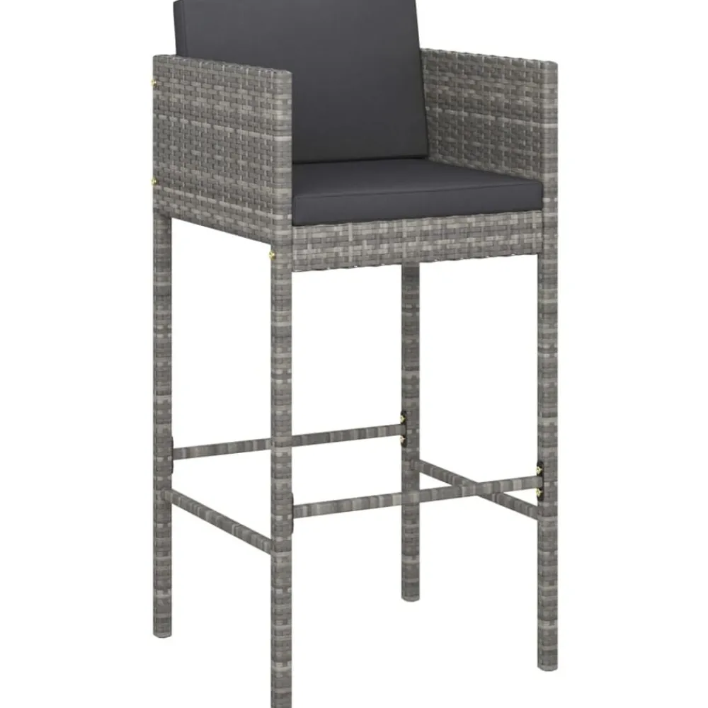 Mobilier De Jardin-vidaXL Ensemble de bar de jardin 3 pcs et coussins Résine tressée Gris