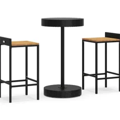 vidaXL Ensemble de bar jardin 3 pcs poly rotin/bois massif acacia