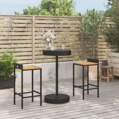 vidaXL Ensemble de bar jardin 3 pcs poly rotin/bois massif acacia