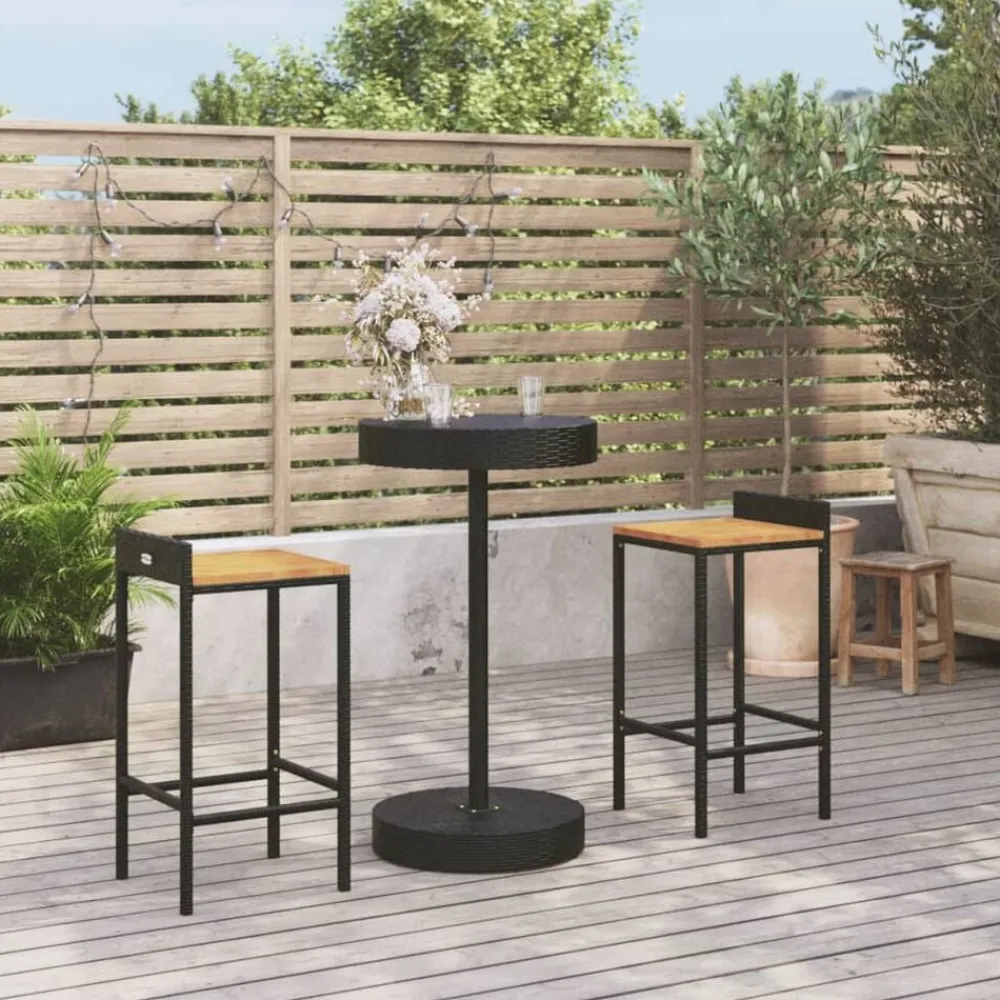 vidaXL Ensemble de bar jardin 3 pcs poly rotin/bois massif acacia