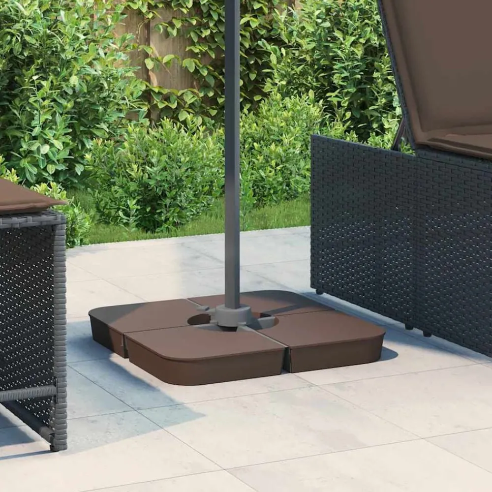 Pelouses & Jardins-vidaXL Ensemble de base de parasol pour parasols à pied croisé 4pcs PP Marron