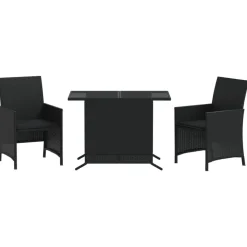 Mobilier De Jardin-vidaXL Ensemble de bistro 3 pcs avec coussins résine tressée Noir