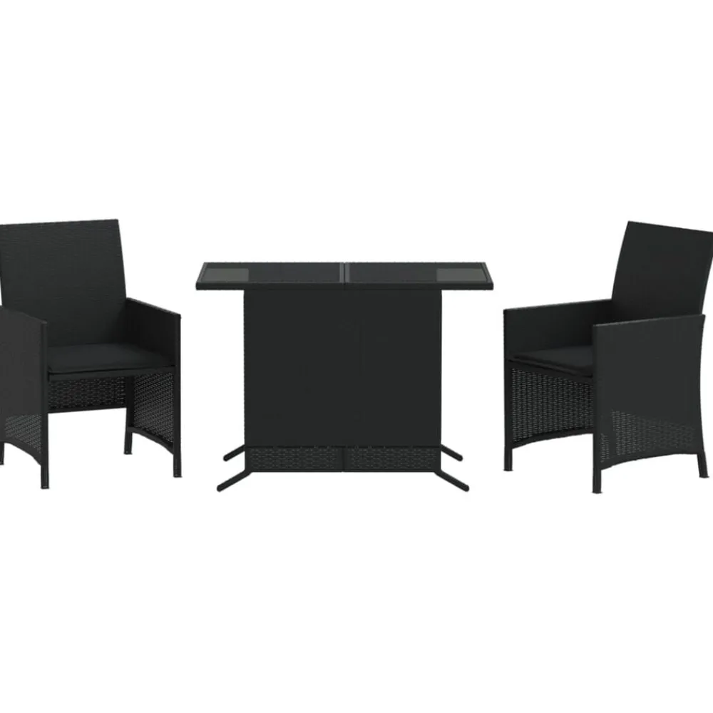 Mobilier De Jardin-vidaXL Ensemble de bistro 3 pcs avec coussins résine tressée Noir